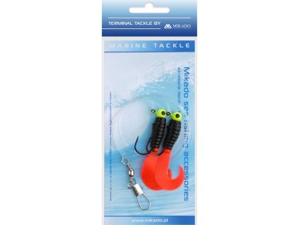 MOŘSKÝ NÁVAZEC - PILK TWIST JIGHEAD RIG 7.5cm-2x6g - ČERNÝ ČERVENÝ - 1 ks