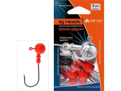 Barvené Jigové hlavičky - OMGAJO (oranžové) BN 15g - vel háčku 3/0 - 3 ks