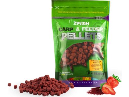 ZFISH Chytací Pelety Carp & Feeder 8 mm/200 g (Příchuť Strawberry Robin Red)
