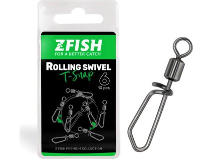 ZFISH Obratlík s Karabinou Rolling swivel & T Snap (Velikost 6/43Kg)