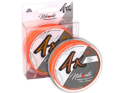 PLETENÁ ŠŇŮRA - NIHONTO FINE BRAID - 0.45mm/37.4kg/300m - FLUO/ORANŽOVÁ - 1 cívka