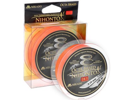 PLETENÁ ŠŇŮRA - NIHONTO OCTA BRAID - 0.10mm/7.75kg/150m - FLUO/ORANŽOVÁ - 1 cívka