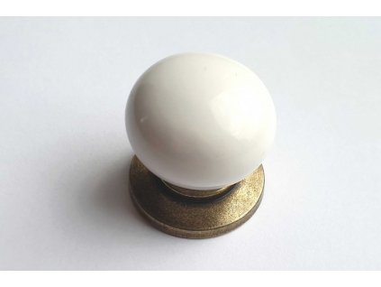 porcelanova knopka bílá G13005 starozlata