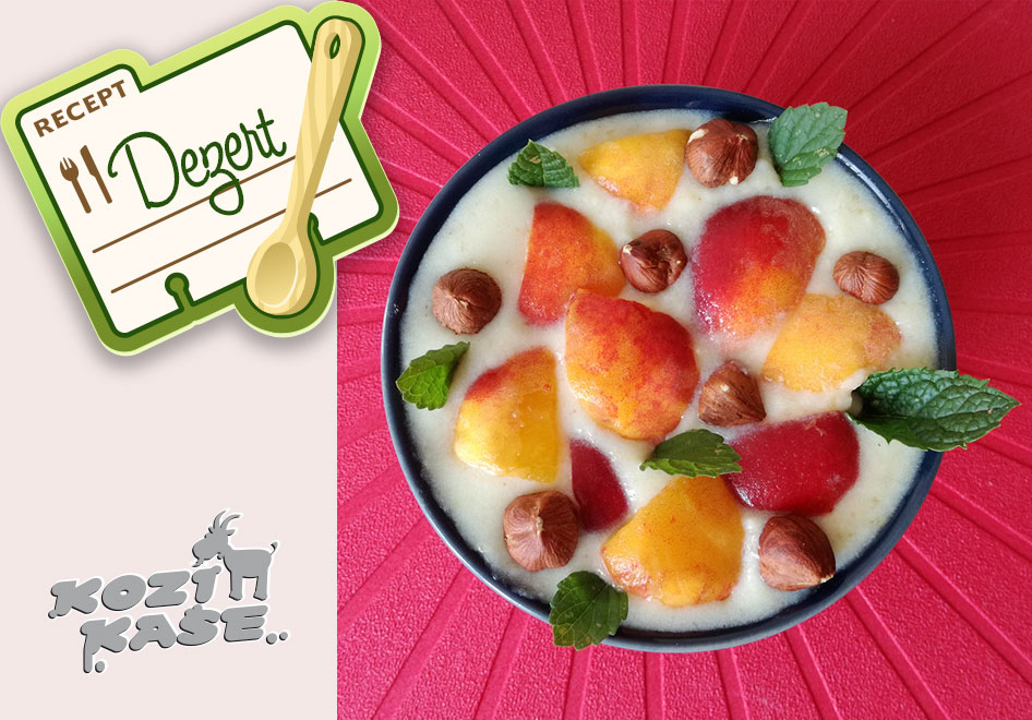 Kozí kaše s příchutí broskve a dýně s ovocem a lískovými oříšky