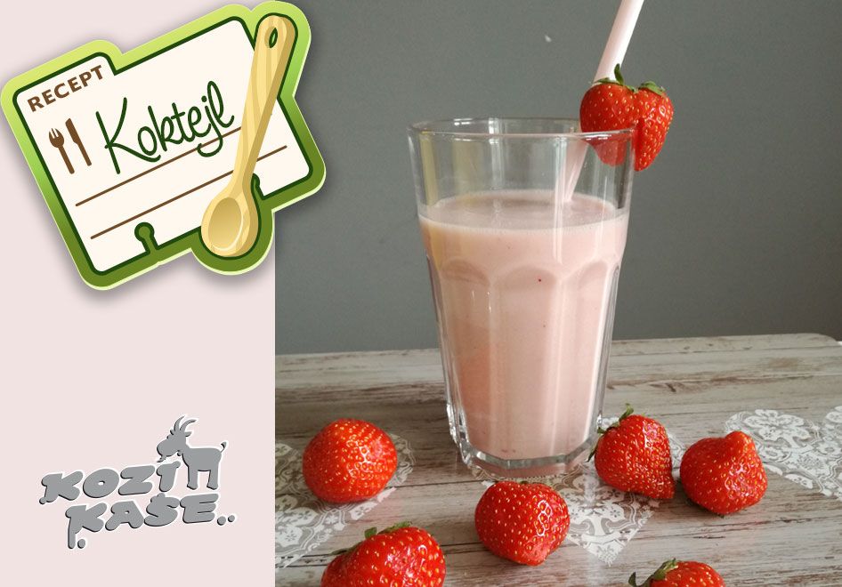 Jahodovo-malinový koktejl z rýžové Kozí Kaše