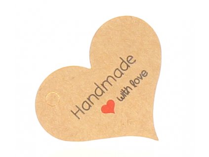 Papírový štítek Handmade srdíčko