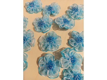 Květ s korálky - modrý