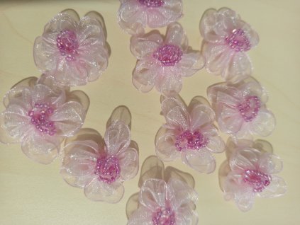 Květ s korálky - růžovo-fialkový