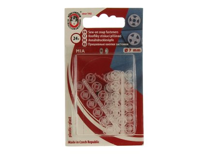 PLASTOVE PATENTKY STISKACI KNOFLIKY 07MM TRANSPARENT