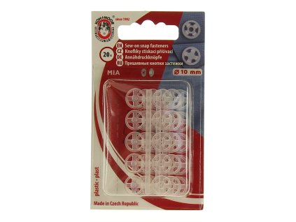 PLASTOVE PATENTKY STISKACI KNOFLIKY 10MM TRANSPARENT