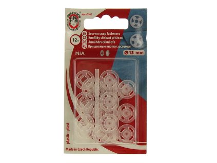 PLASTOVE PATENTKY STISKACI KNOFLIKY 13MM TRANSPARENT