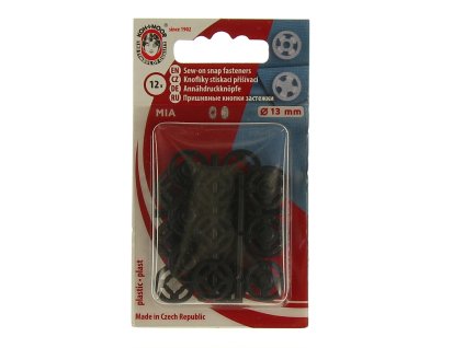 PLASTOVE PATENTKY STISKACI KNOFLIKY 13MM CERNE