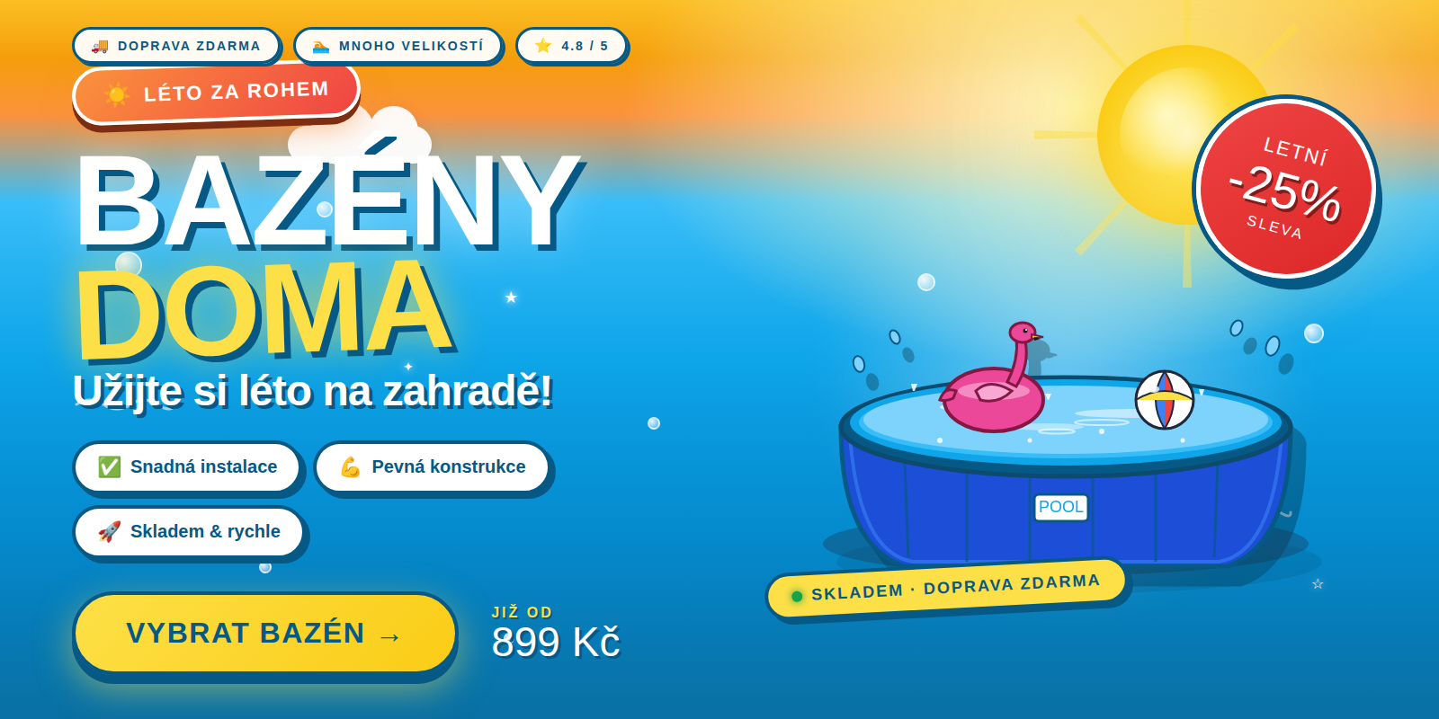 Bazény doma - léto na zahradě, sleva -25%