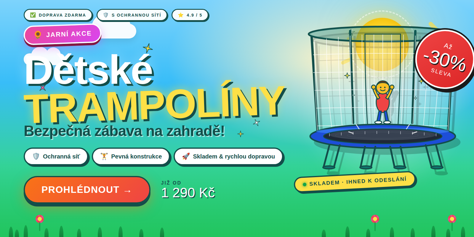 Dětské trampolíny - jarní akce až -30%