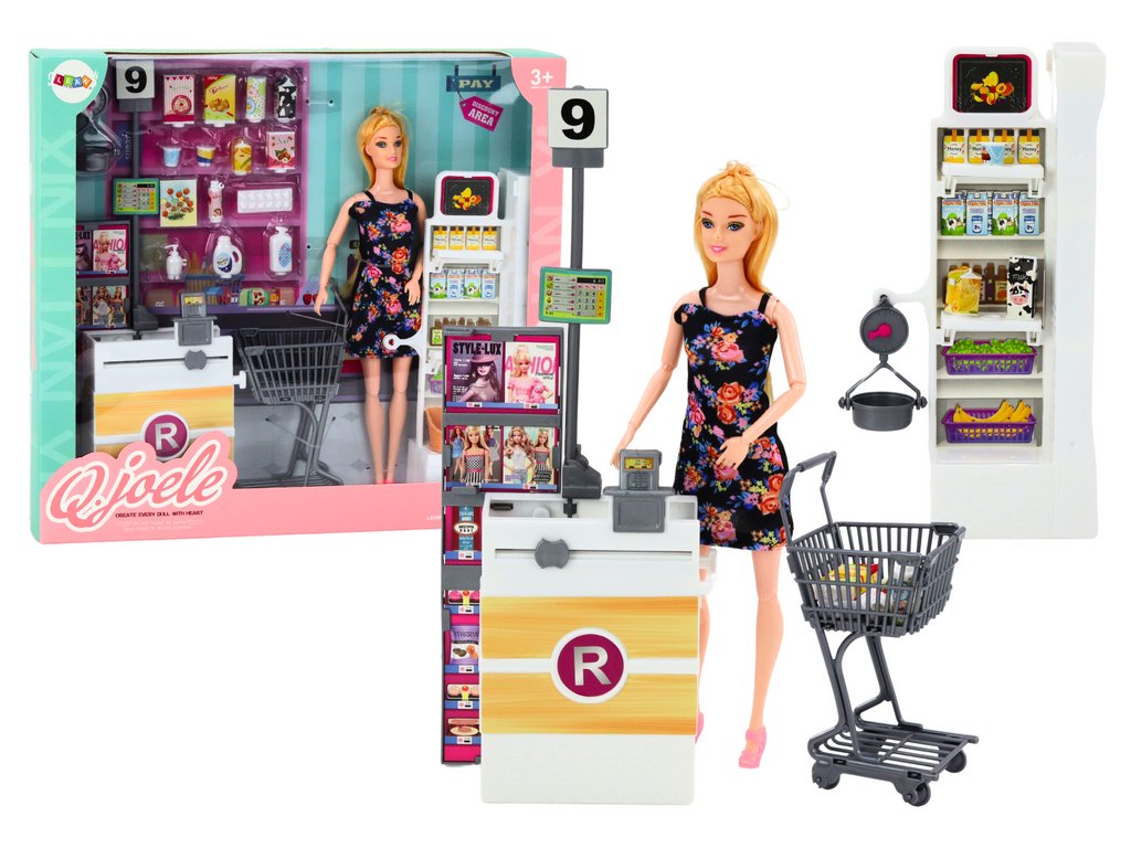 Sada Panenka v Supermarketu Regály Košík Obchodní Produkty Potraviny