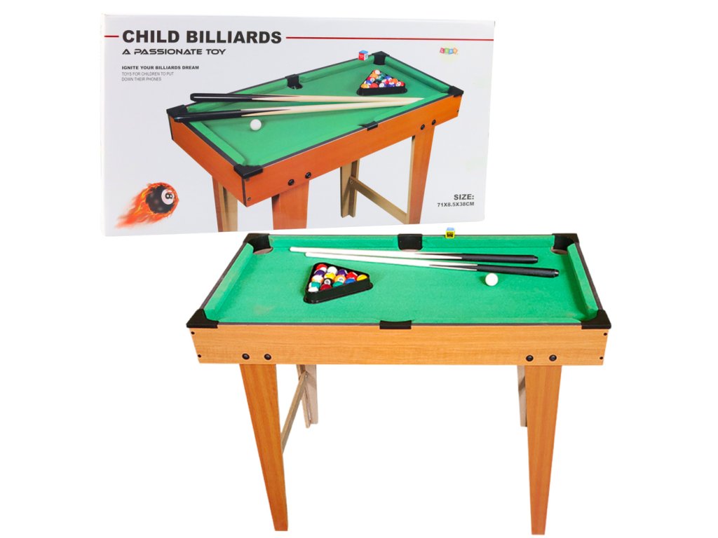 Dřevěný Mini Kulečníkový Stůl S Míčky Tágy Trojúhelník Křída