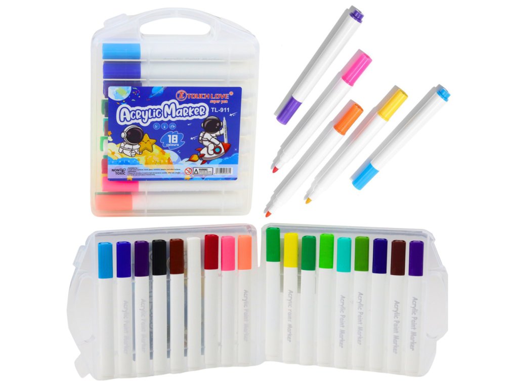 Sada Akrylových Markerů v Organizéru 18 ks