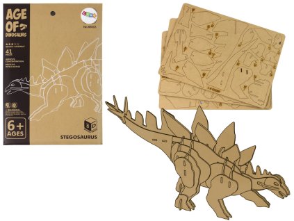 Dřevěné Prostorové Puzzle 3D Stegosaurus Skládačka Vzdělávací 41 Dílů