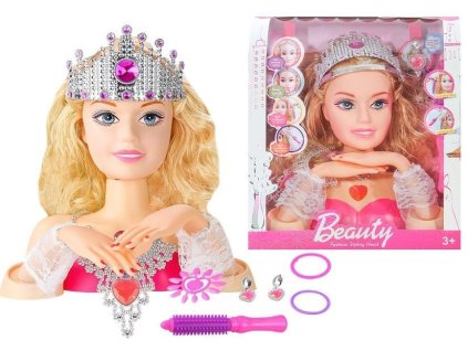 Hlava Panenky pro Styling s Korunou + Doplňky