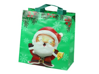 Dárková Taška Santa Zelená 23cm x 21,5cm x 11cm