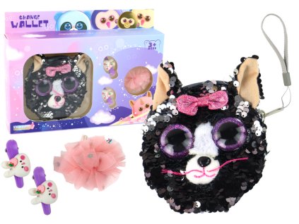 Dívčí Set Se Sponkami a Peněženkou Kočička 4 ks