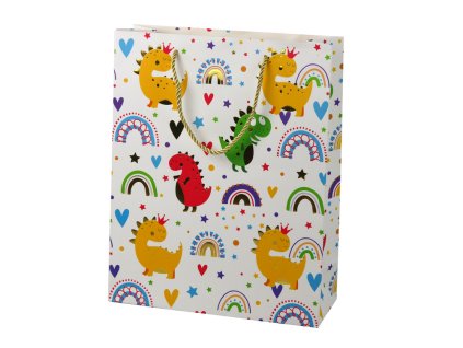 Dárková Taška Barevní Dinosauři Duhová 32 cm x 26 cm x 10 cm