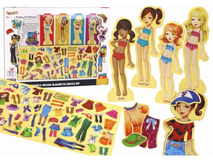 Magnetické Puzzle Panenky Stylování Oblečení 65 Kusů