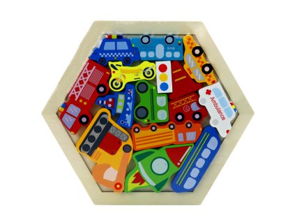 Rakety a Vozidla Dřevěné Puzzle Skládačka Barevné 15 ks