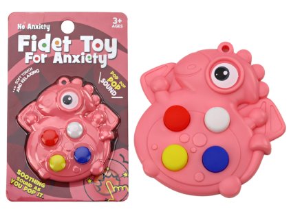 Antistresová senzorická hračka Pop It růžový dinosaurus kapesní velikost