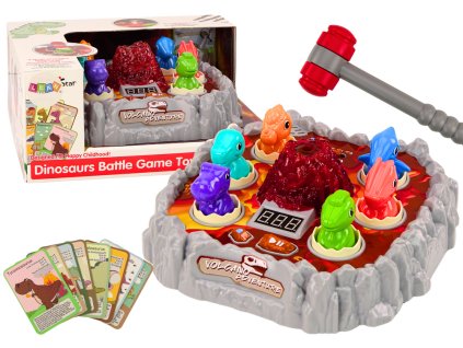 Hra na postřeh Wack A Mole Dinosauři Sopka Kouřový Efekt Světla Zvuky