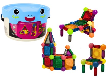 Magnetické kostky s osvětlením v kbelíku 80 ks