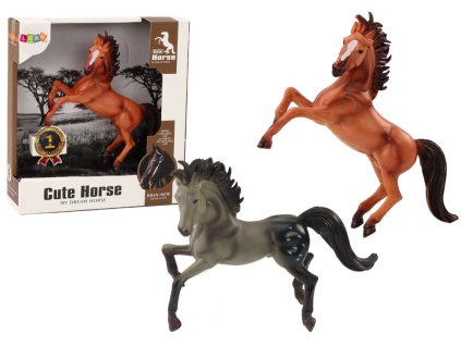 Soška Koně Hnědý Šedý Kůň Stojící Stáj Farma Roztomilý Kůň