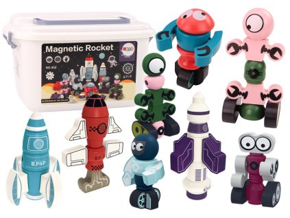 Magnetické Stavebnice Vesmír Raketa Sada 56 ks. Magnetic Rocket Mix