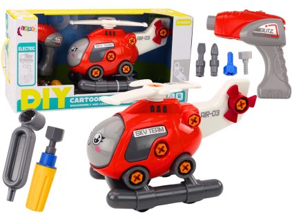 Kreslený Šroubovací Helikoptér DIY Červený