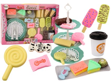 Dětská cukrářská kavárna Set Sladkosti Figurky Káva Dort 25 ks