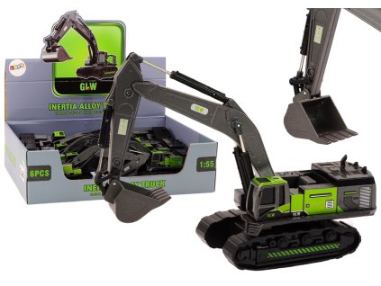 Pásový Kovový Bagr Lžíce 1:55 Černo-Zelený