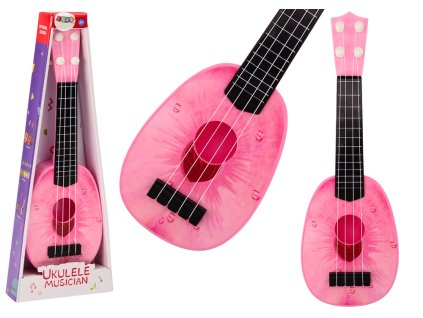 Dětské Ukulele Mini Kytara 4 Struny Broskvový Motiv Růžová Kytarka