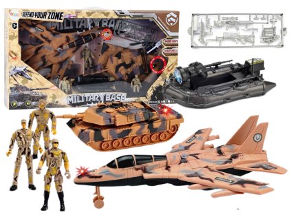 Vojenská Sada Tank Stíhačka Vojáci Zvuky Světla