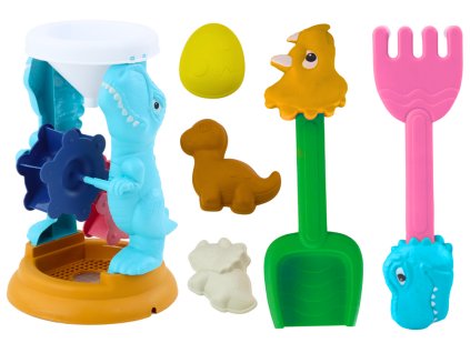 Sada Hraček do Písku Mlýnek Lopata Hrábě Formičky Dinosauři