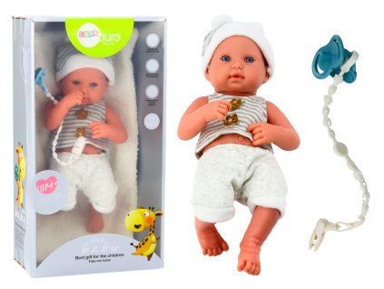 Panenka Miminko v Bílo-Šedém Oblečku Čepička Dudlík Peřinka