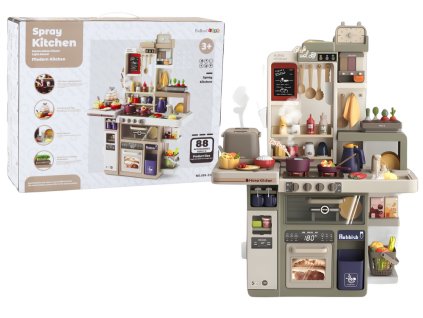 Dětská Kuchyňka Světla Zvuky Pára Příslušenství 88 Ks