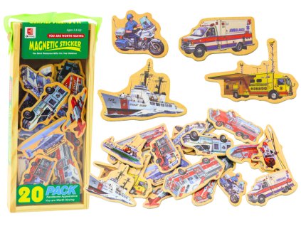 Sada Dřevěných Magnetů Vozidla Lodě Letadla 20 Kusů