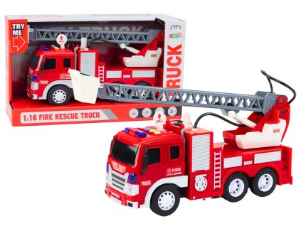 Hasičské Auto S Výtahovým Ramene 1:16 Světla Zvuky Voda Pohon Červená