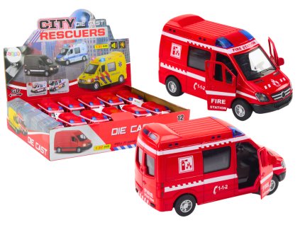 Hasičské Auto 1:32 Otevírací Dveře Světla Zvuky Pohon Červené