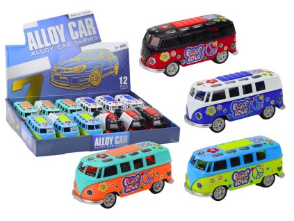 Kovový Camper Bus 1:32 Světla Zvuky Pohon Otevírací Dveře