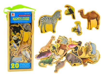 Sada Dřevěné Magnety Zvířata 20 Kusů Barevné