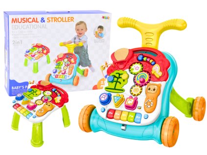 Chodítko, Stolek Vzdělávací 2v1 Interaktivní Světlo a Zvuk