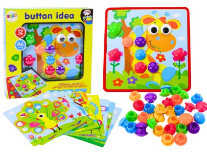 Puzzle Obrázkové Barevné Tlačítka K Doplňování 12 Obrázků