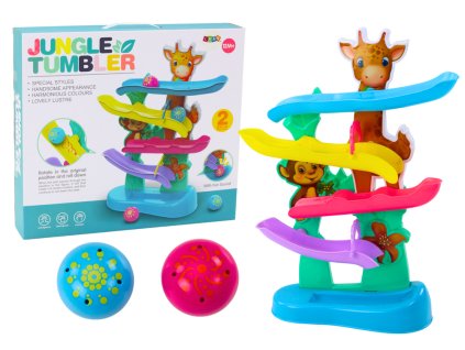 Barevná skluzavka na kuličky Žirafa Opička Zvuky