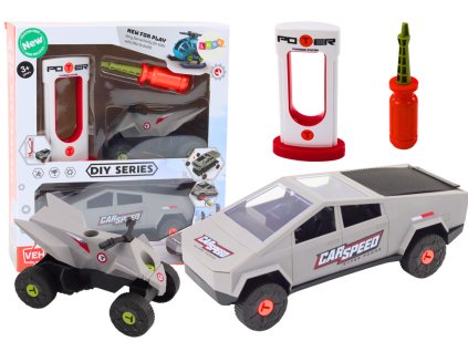 Sada Moderní Auto s Čtyřkolkou k Rozebrání DIY Šedá